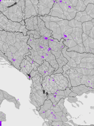 Mapa burzowa Albanii, Czarnogóry, Kosowa, Macedonii Północnej, Serbii