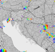 Storm report map of Bosnia and Herzegovina, Croatia, Slovenia