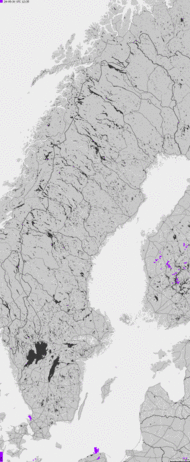 Storm report map of Sweden