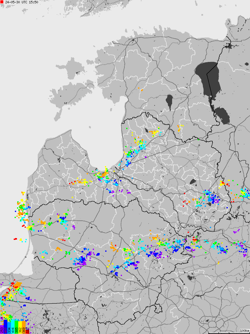 Map of lightnings across Estonia, Latvia, Lithuania