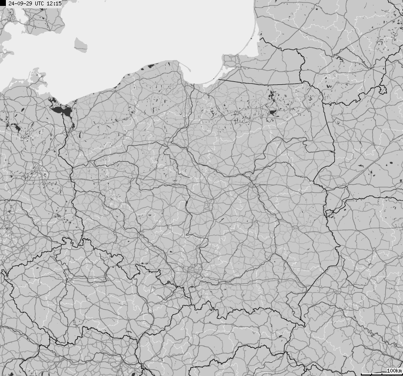 Mapa wyładowań atmosferycznych na obszarze Polski