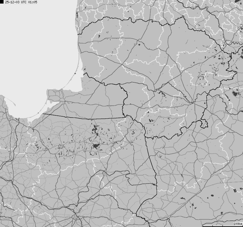Map of lightnings across Poland