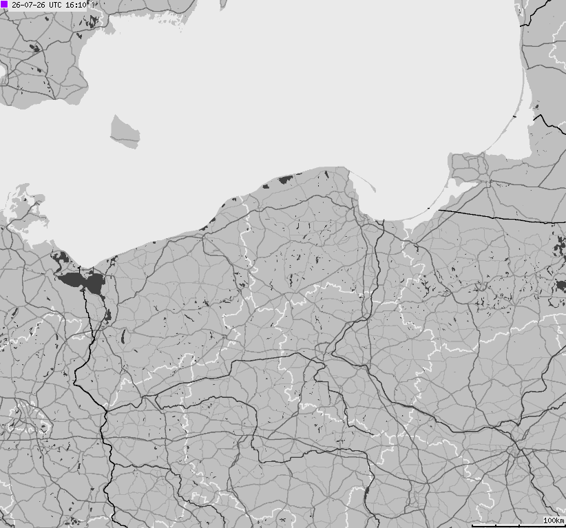 Mapa wyładowań atmosferycznych na obszarze Polski