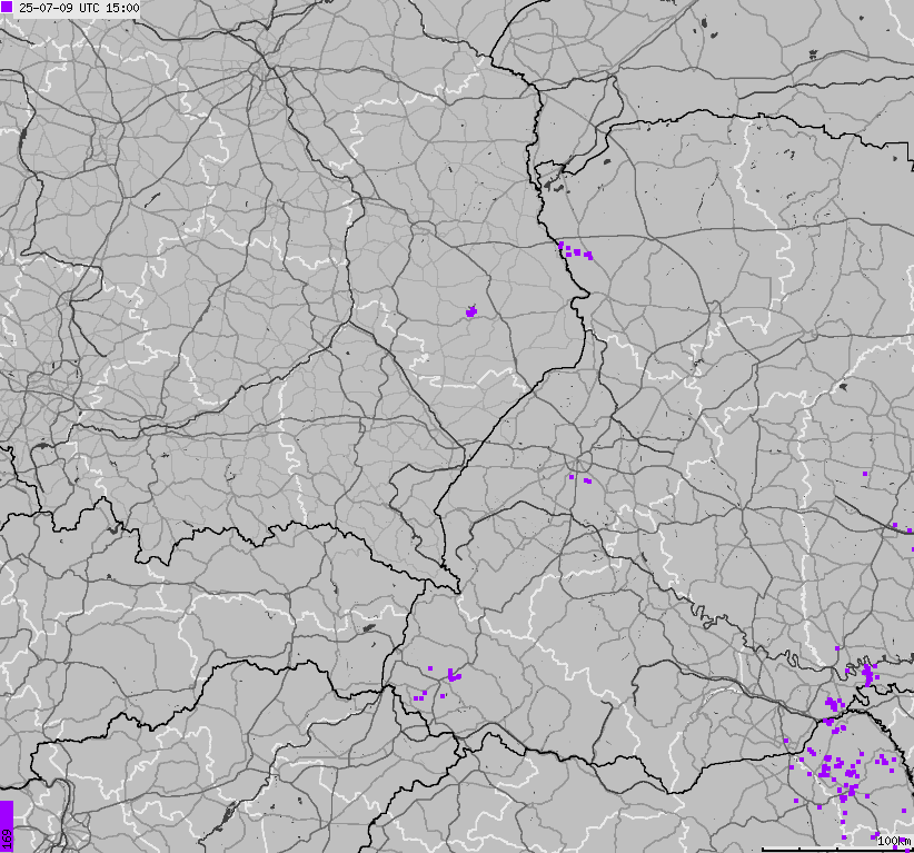 Map of lightnings across Poland
