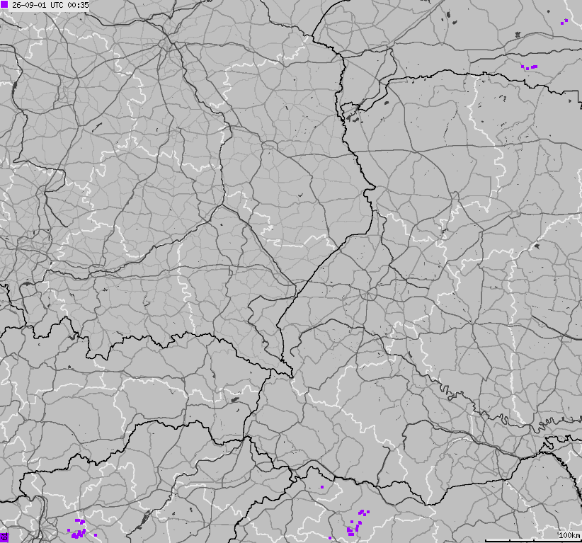 Map of lightnings across Poland
