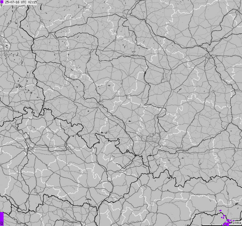 Map of lightnings across Poland