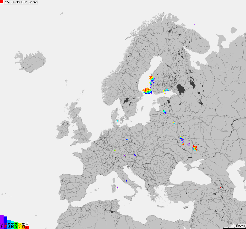 Mapa burzowa Europy