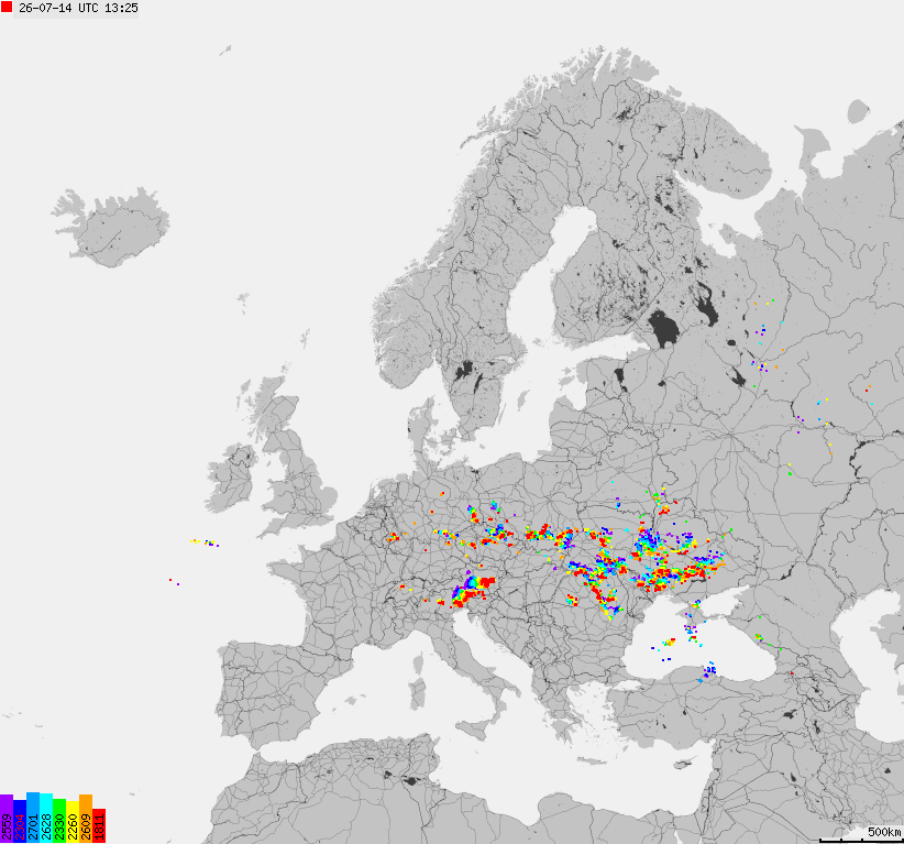 Storm report map of Europe