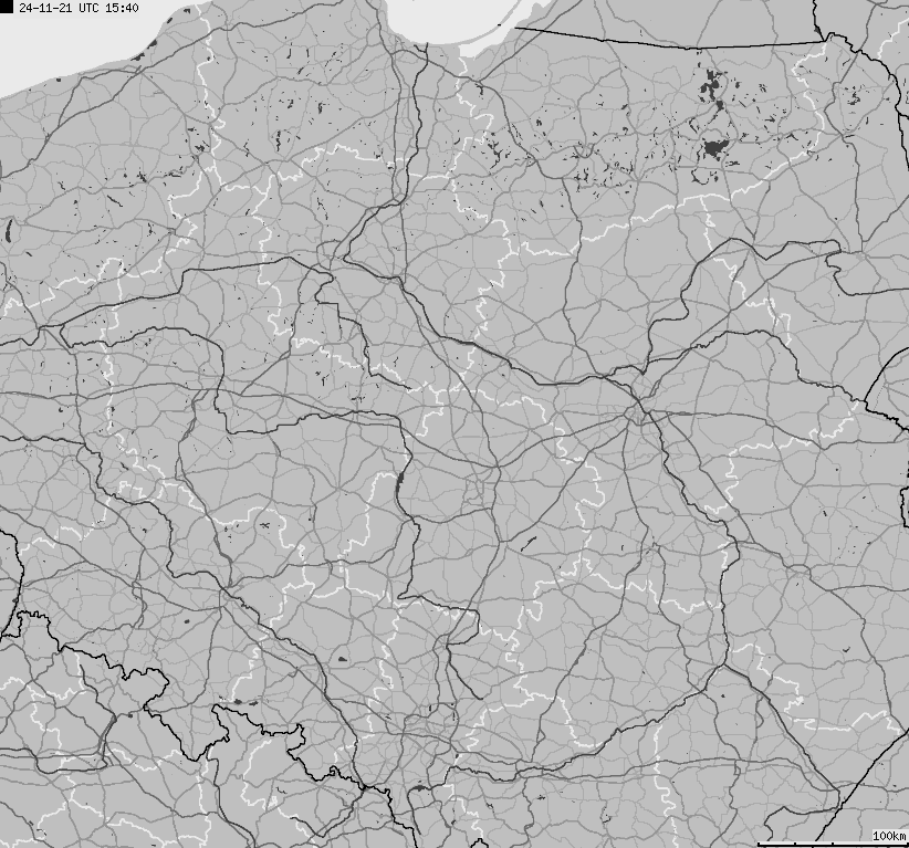 Mapa wyładowań atmosferycznych na obszarze Polski