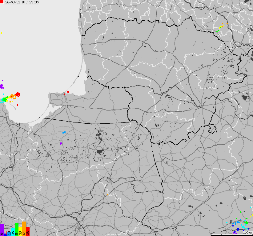 Mapa wyładowań atmosferycznych na obszarze Polski