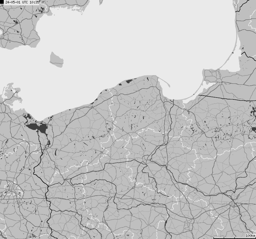 Mapa wyładowań atmosferycznych na obszarze Polski