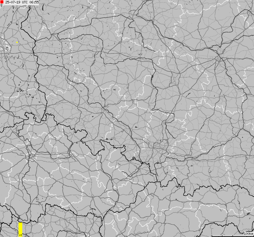 Map of lightnings across Poland
