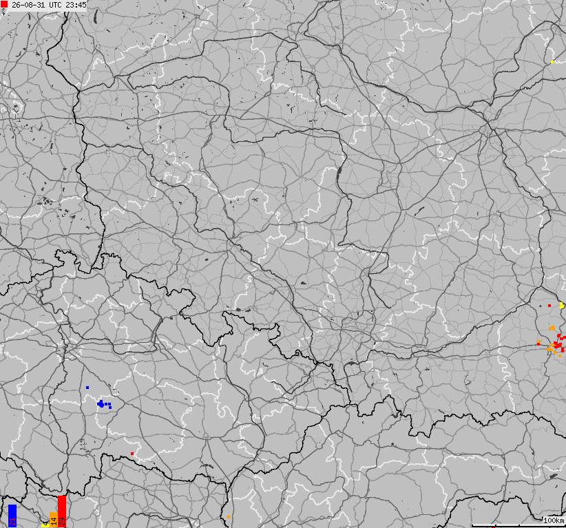 Mapa wyładowań atmosferycznych na obszarze Polski