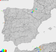 Storm report map of Spain, Portugal