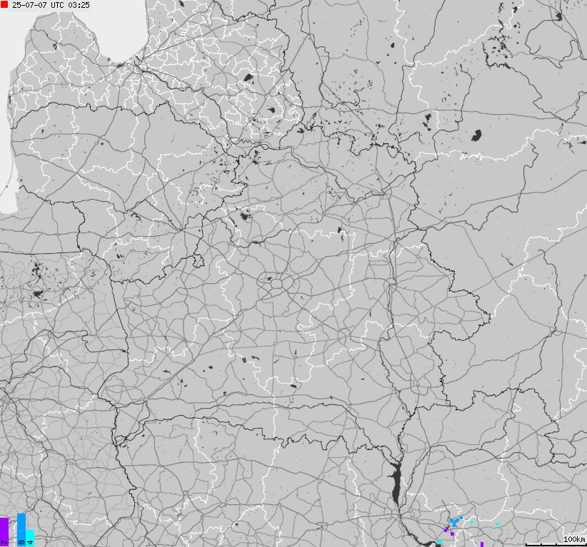 Mapa wyładowań atmosferycznych Białorusi