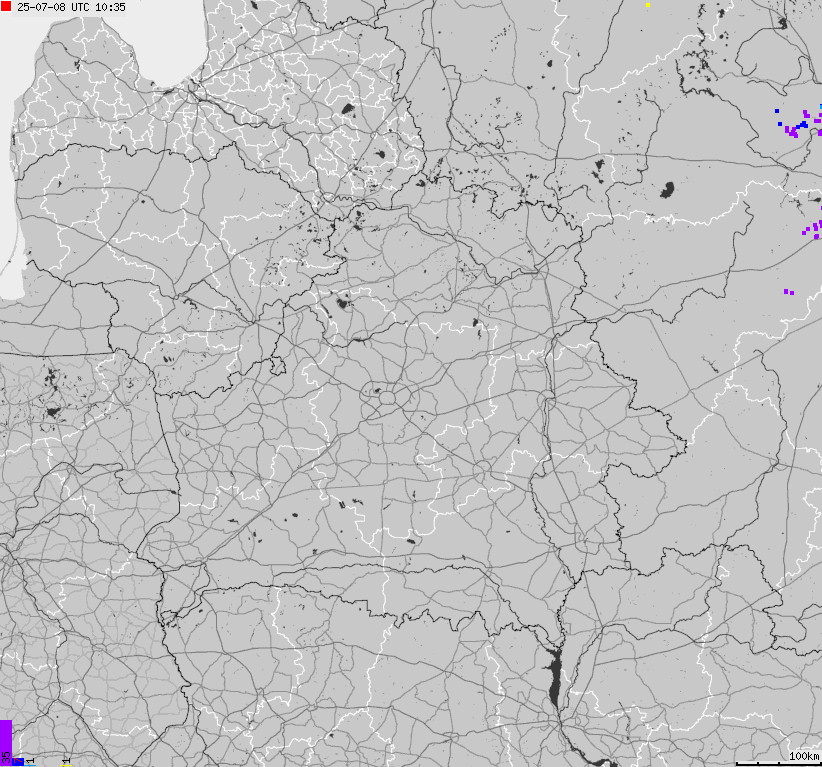 Map of lightnings Belarus