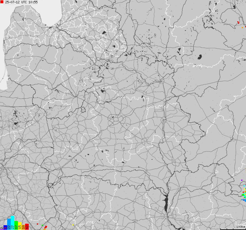 Map of lightnings Belarus
