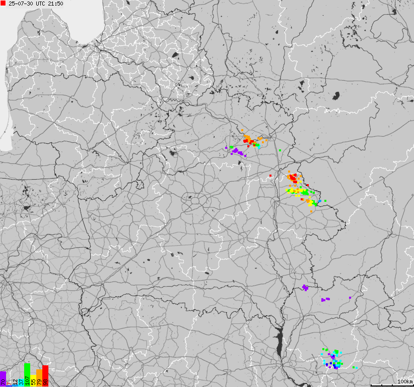 Map of lightnings Belarus