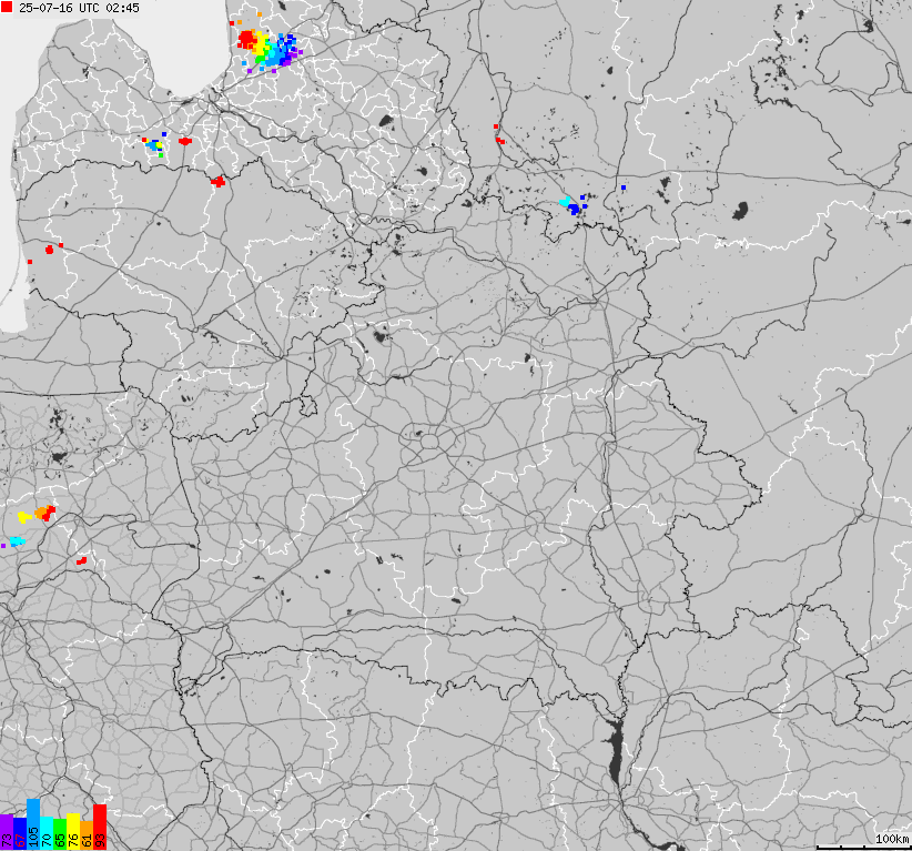 Map of lightnings Belarus