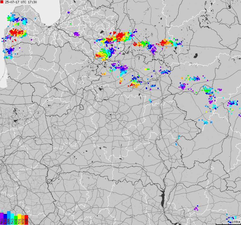 Map of lightnings Belarus