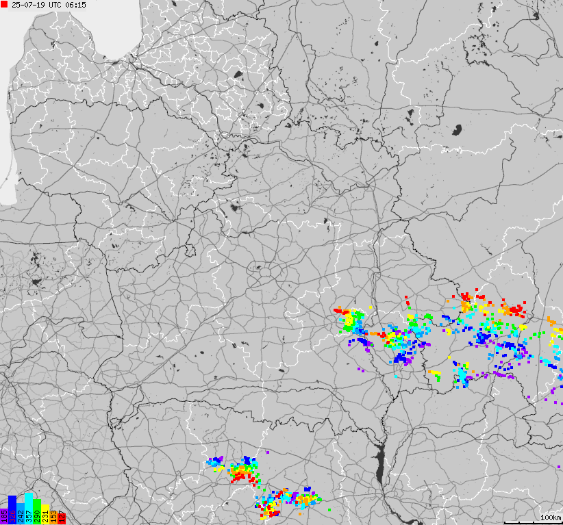 Map of lightnings Belarus