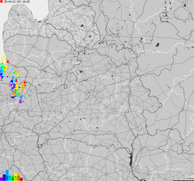 Mapa wyładowań atmosferycznych Białorusi