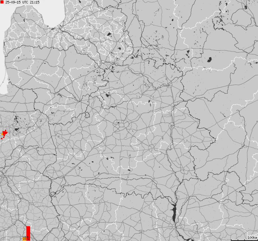 Map of lightnings Belarus