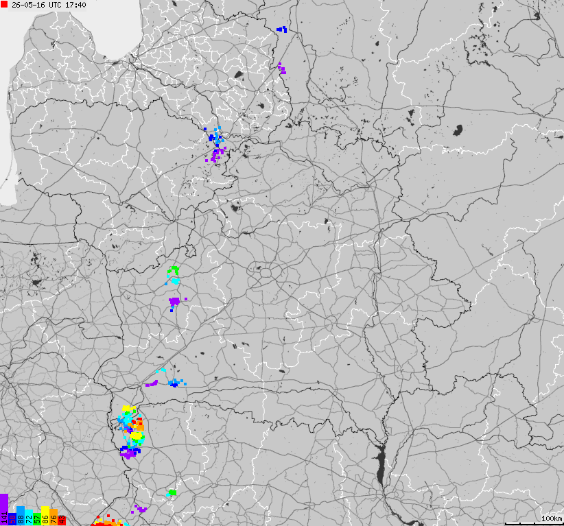 Map of lightnings Belarus