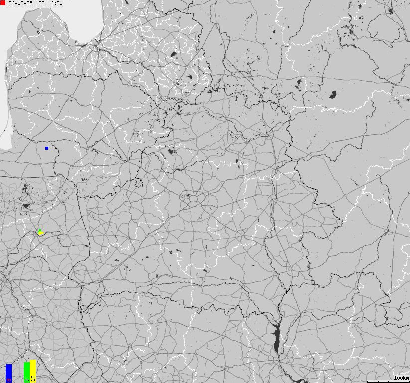 Mapa wyładowań atmosferycznych Białorusi
