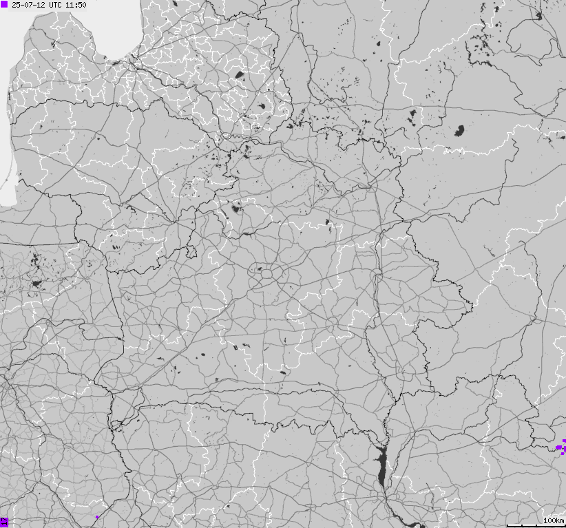 Mapa wyładowań atmosferycznych Białorusi