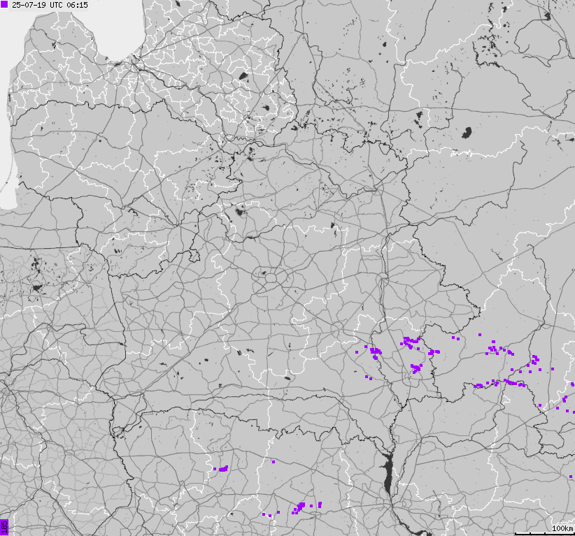 Mapa wyładowań atmosferycznych Białorusi