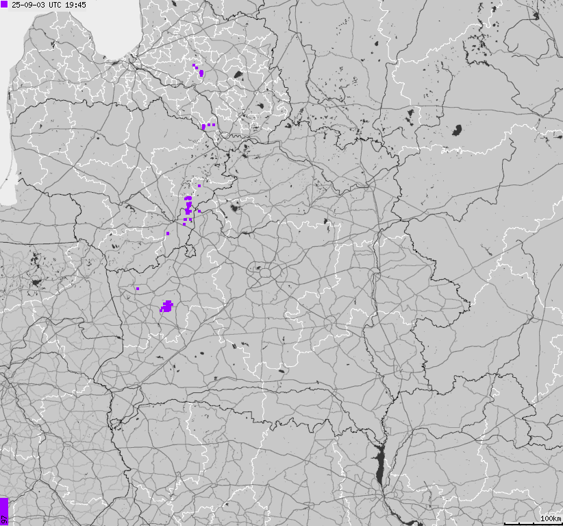 Map of lightnings Belarus