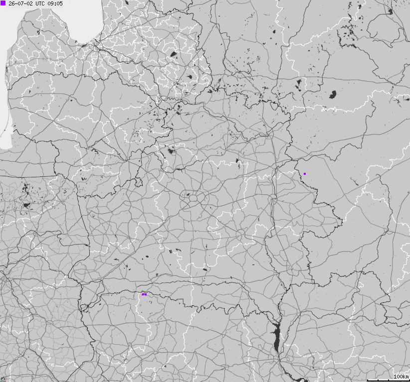 Mapa wyładowań atmosferycznych Białorusi