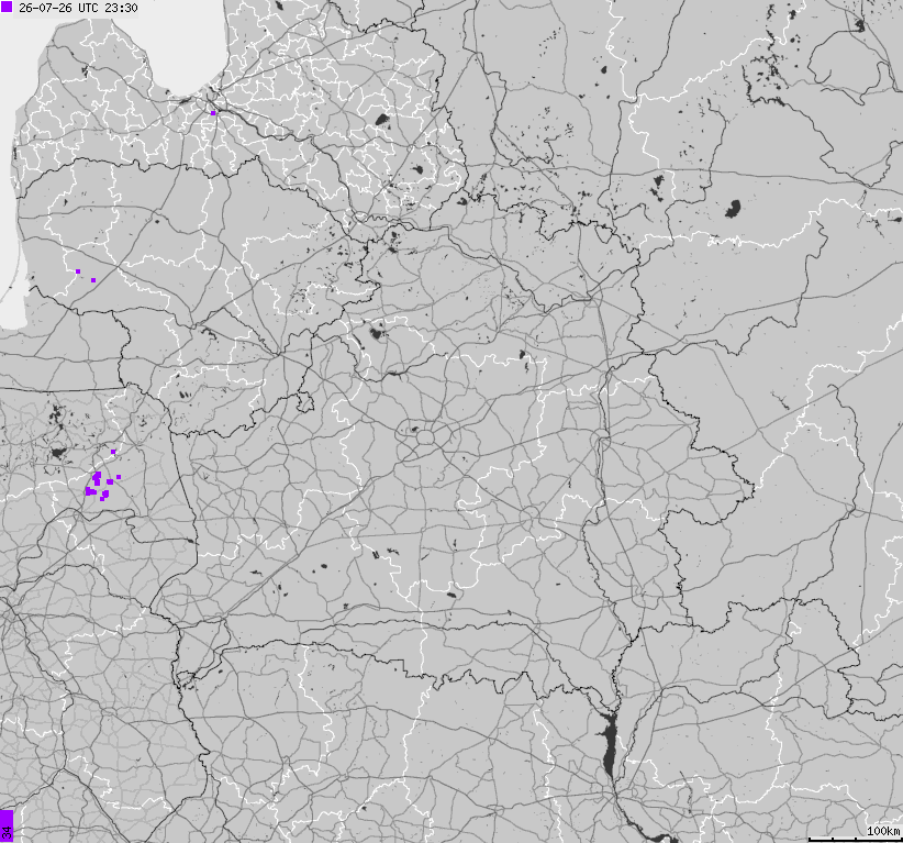Mapa wyładowań atmosferycznych Białorusi
