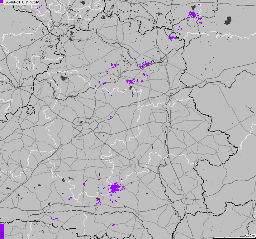 Map of lightnings Belarus