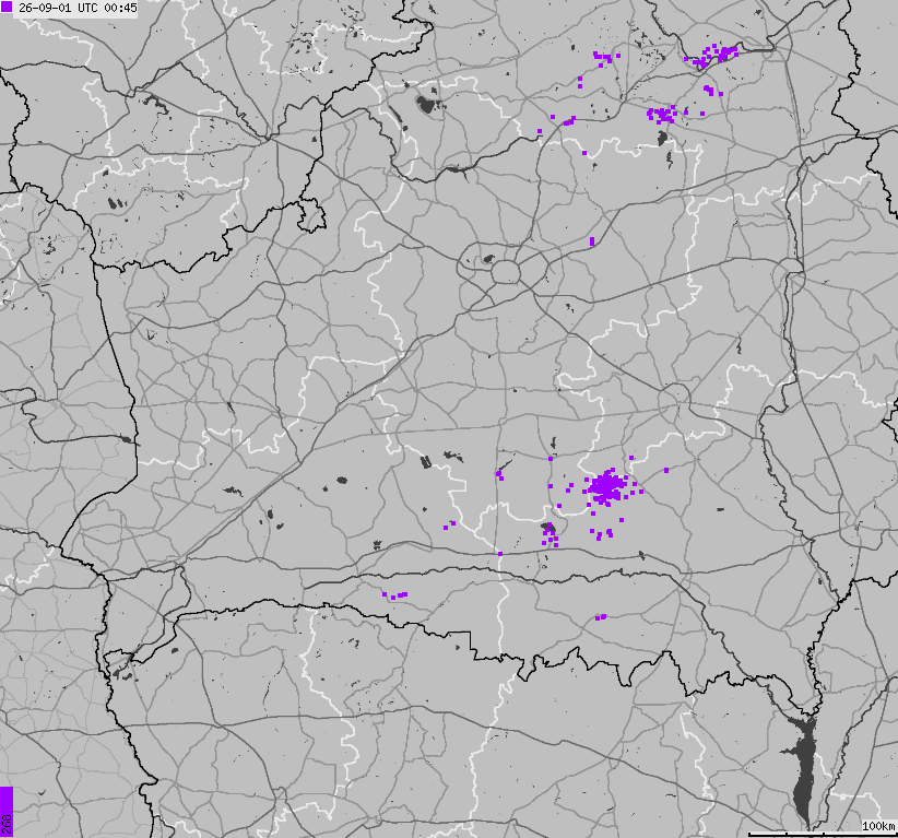 Map of lightnings Belarus