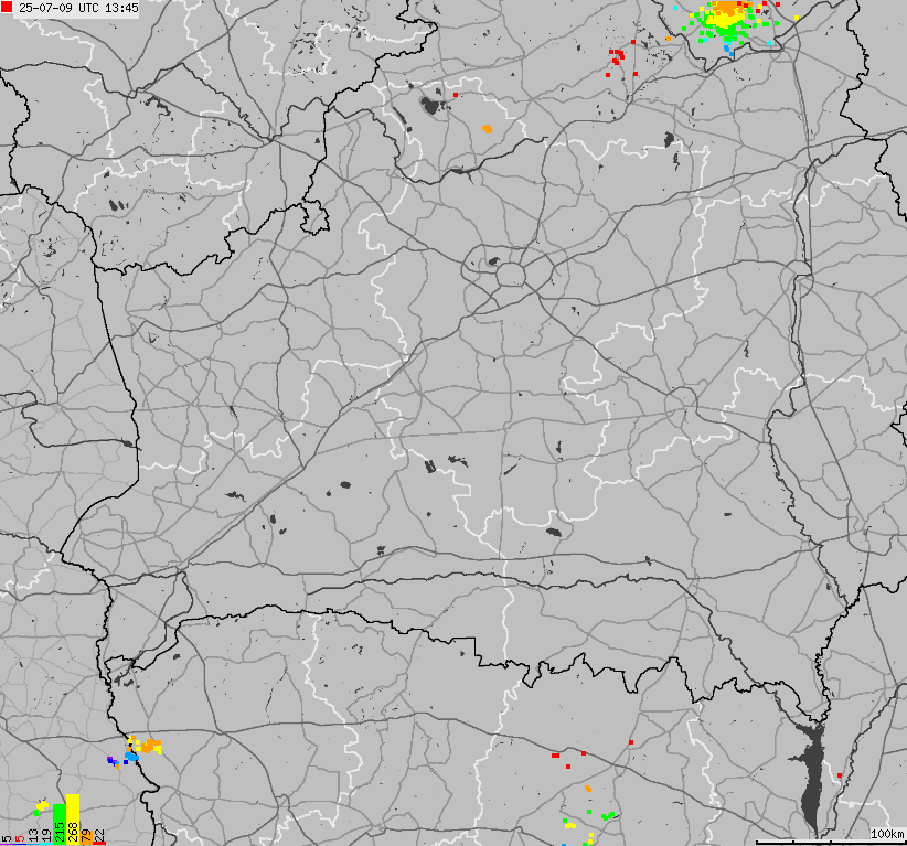 Map of lightnings Belarus