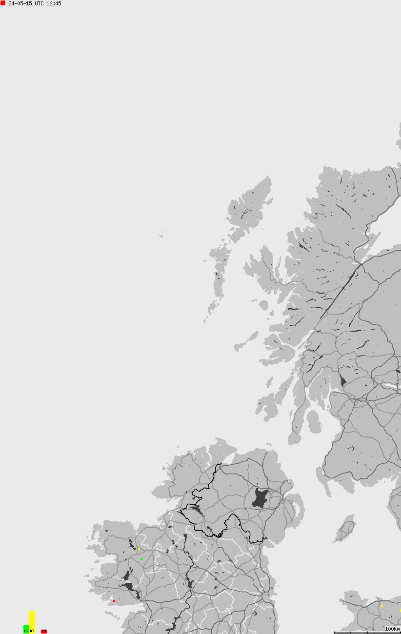 Map of lightnings across British Isles