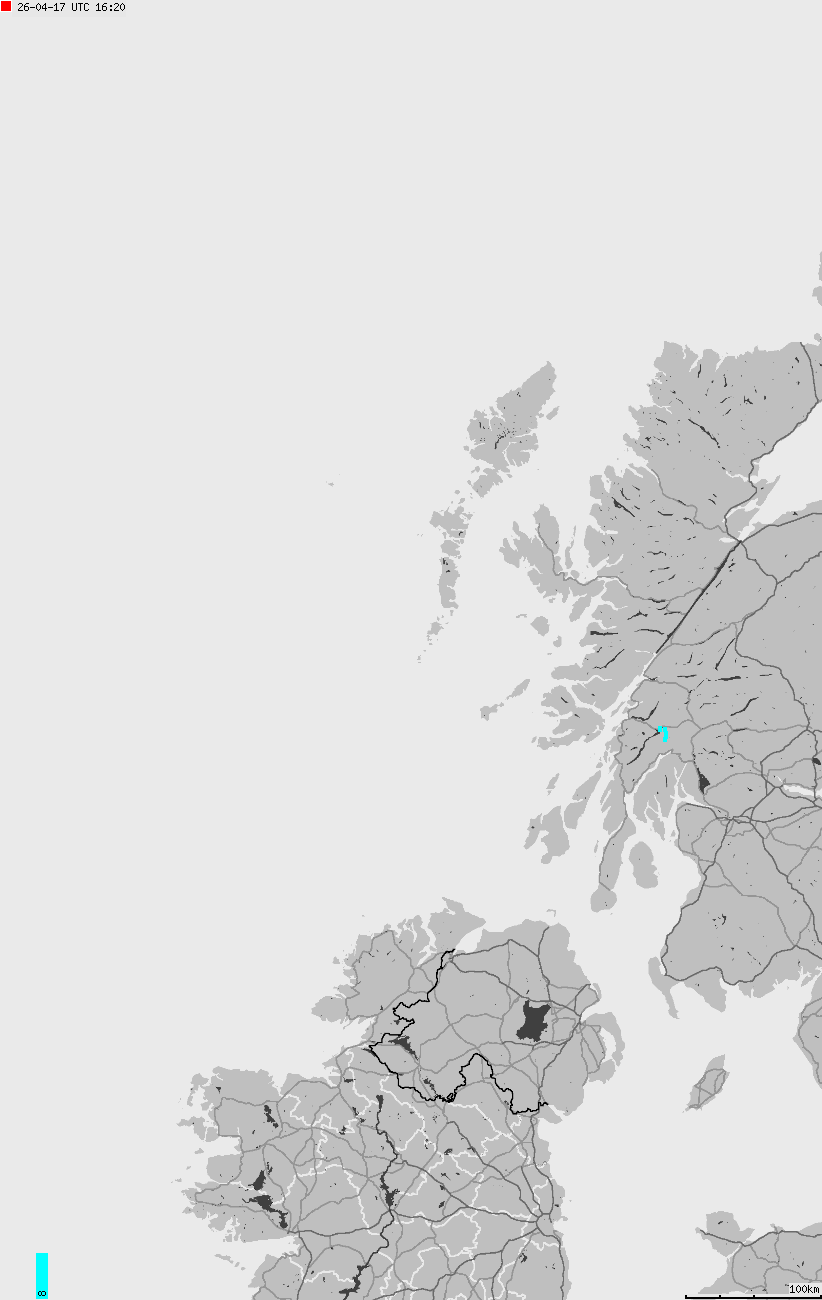 Map of lightnings across British Isles