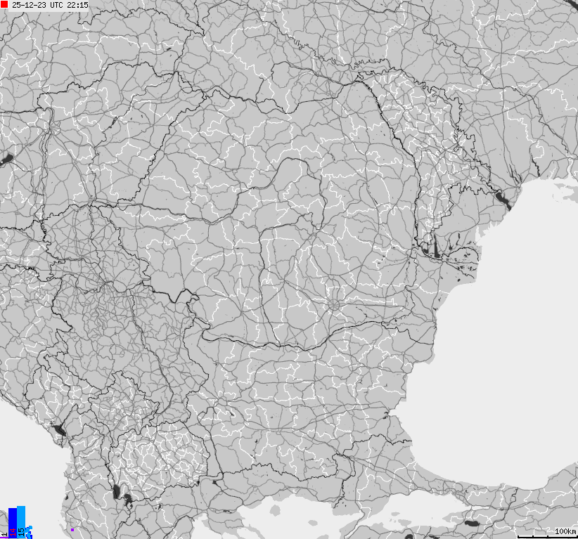 Map of lightnings Bulgaria, Moldavia, Romania