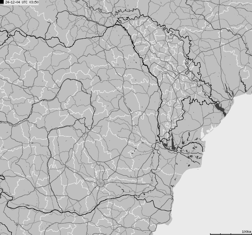 Mapa wyładowań atmosferycznych Bułgarii, Mołdawii, Rumunii