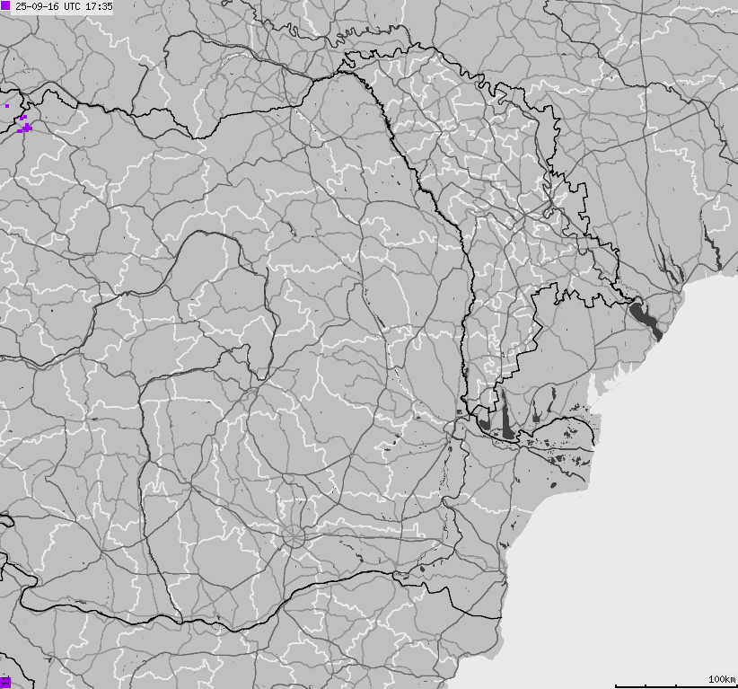 Map of lightnings Bulgaria, Moldavia, Romania