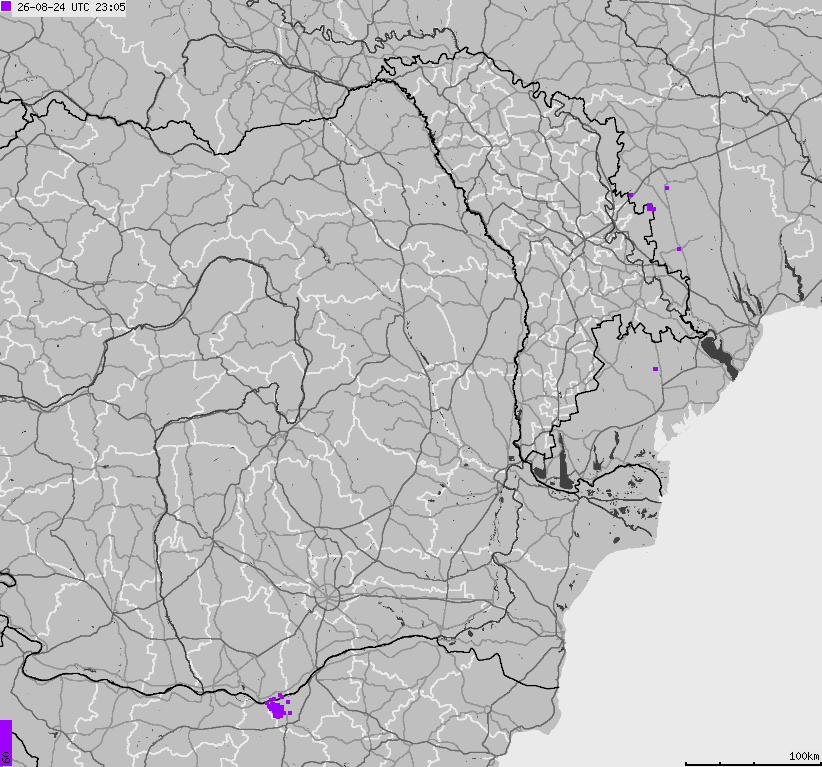 Map of lightnings Bulgaria, Moldavia, Romania