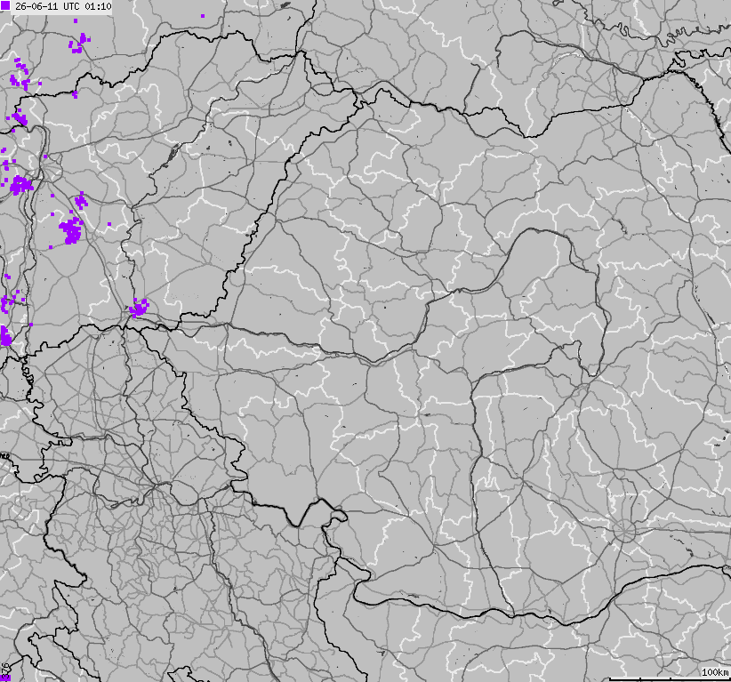 Map of lightnings Bulgaria, Moldavia, Romania