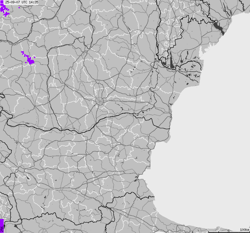Map of lightnings Bulgaria, Moldavia, Romania
