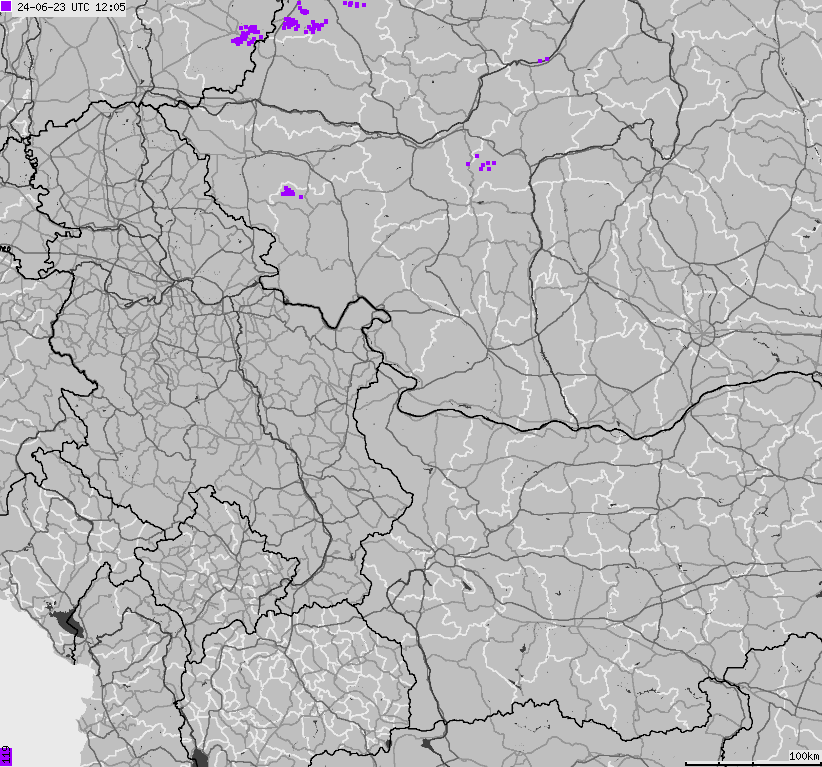 Mapa wyładowań atmosferycznych Bułgarii, Mołdawii, Rumunii