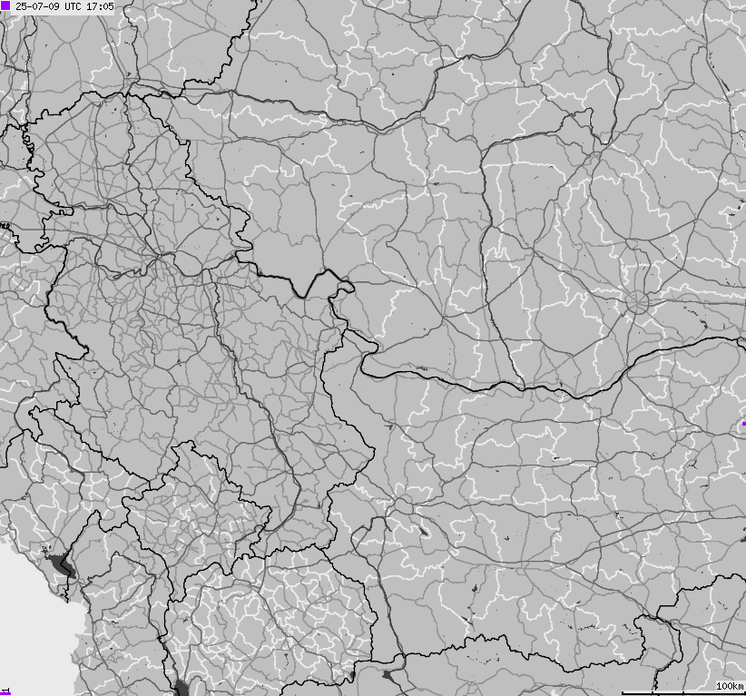 Mapa wyładowań atmosferycznych Bułgarii, Mołdawii, Rumunii