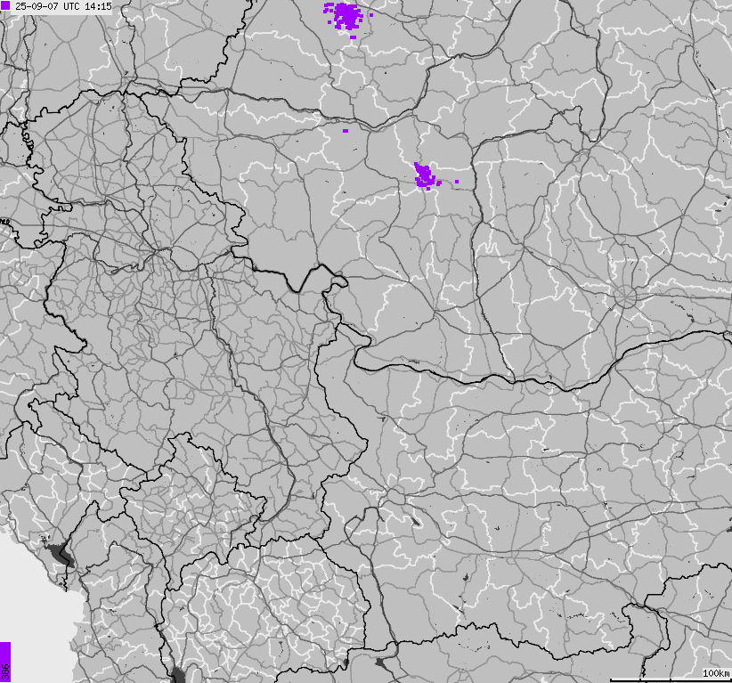 Map of lightnings Bulgaria, Moldavia, Romania