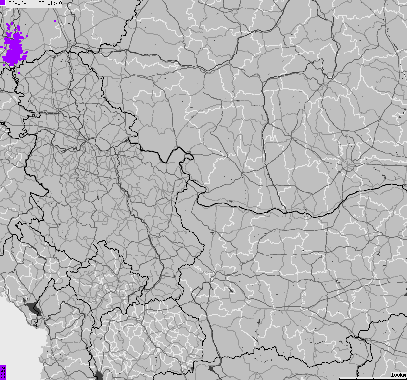 Map of lightnings Bulgaria, Moldavia, Romania