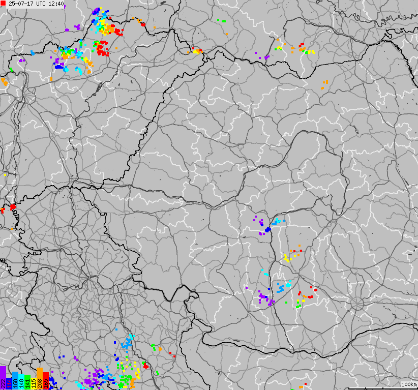 Mapa wyładowań atmosferycznych Bułgarii, Mołdawii, Rumunii